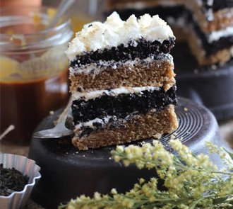 Organic Black Tea Cake with Honey Frosting