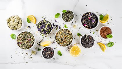 Different kinds of organic tea