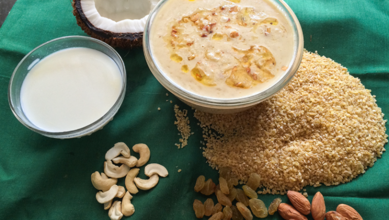 A step-by-step guide for making broken wheat payasam